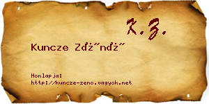 Kuncze Zénó névjegykártya